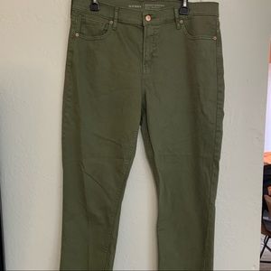 NWOT Old Navy Perfect Straight Army Green Cut Off Mid Rise Jeans 14